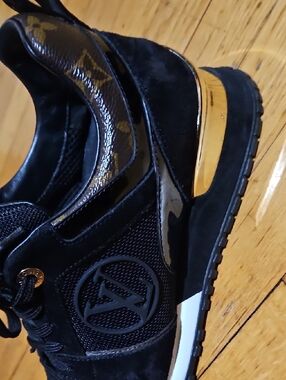 Louis Vuitton Black & Gold Monogram Accent Sneakers